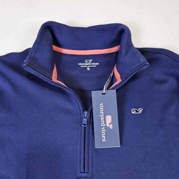 Vineyard Vines Boys Half Zip Pullover Deep Bay Blue Lightweight Sweatshirt XL 18 - Picture 4 of 13